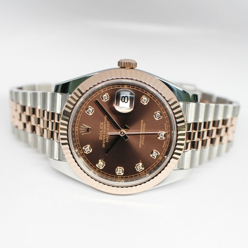 ⌚ Rolex Oyster Perpetual Datejust 41 – Chocolate Dial | Everose Rolesor (Replica)
