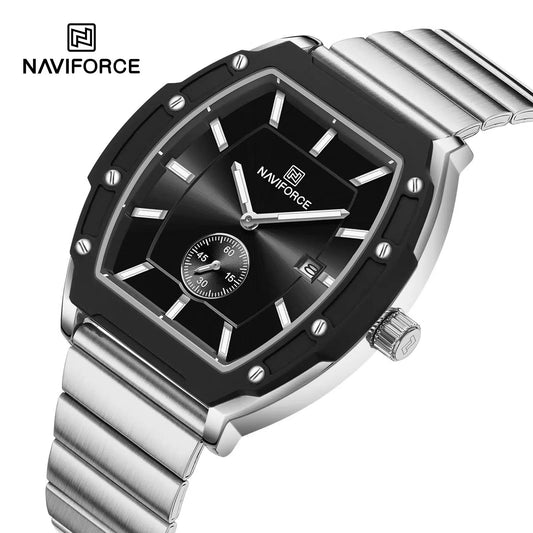🕒 Naviforce NF8068 Men’s Chronograph Watch – Luxury Barrel Design | Stainless Steel | Waterproof | SEIKO Quartz