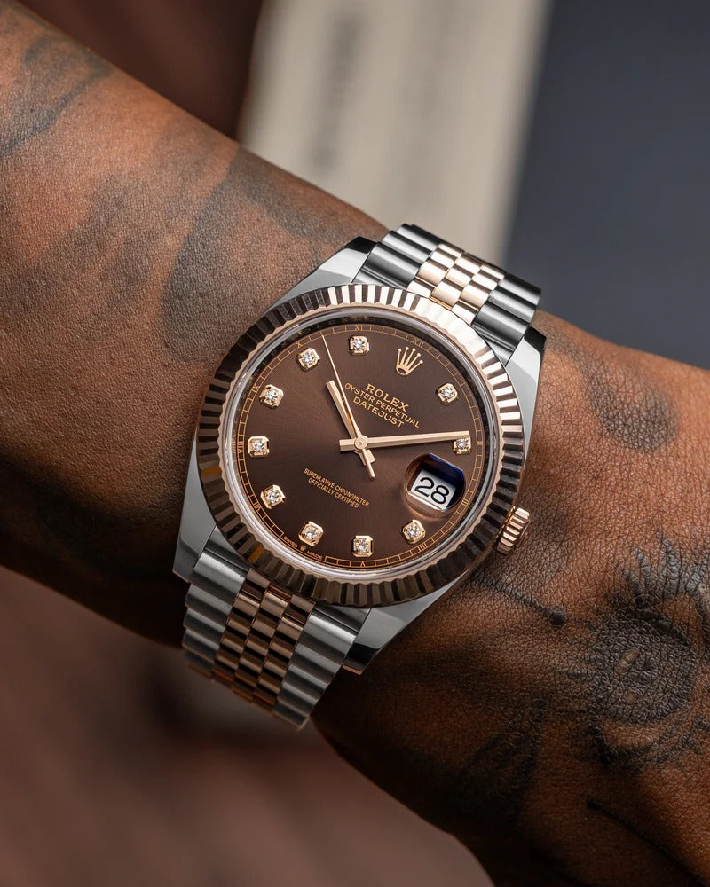 ⌚ Rolex Oyster Perpetual Datejust 41 – Chocolate Dial | Everose Rolesor (Replica)