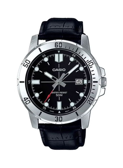 Men's Water Resistant Leather Analog Watch