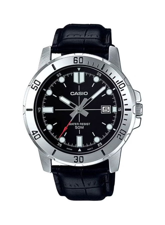 Men's Water Resistant Leather Analog Watch