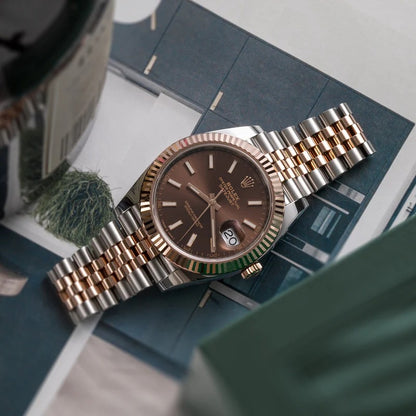 ⌚ Rolex Oyster Perpetual Datejust 41 – Chocolate Dial | Everose Rolesor (Replica)