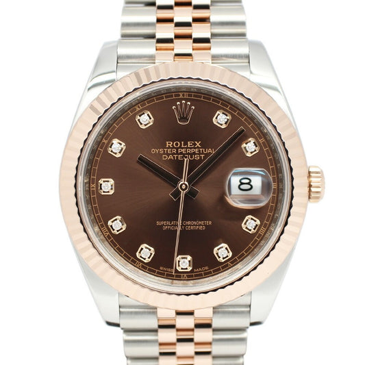⌚ Rolex Oyster Perpetual Datejust 41 – Chocolate Dial | Everose Rolesor (Replica)