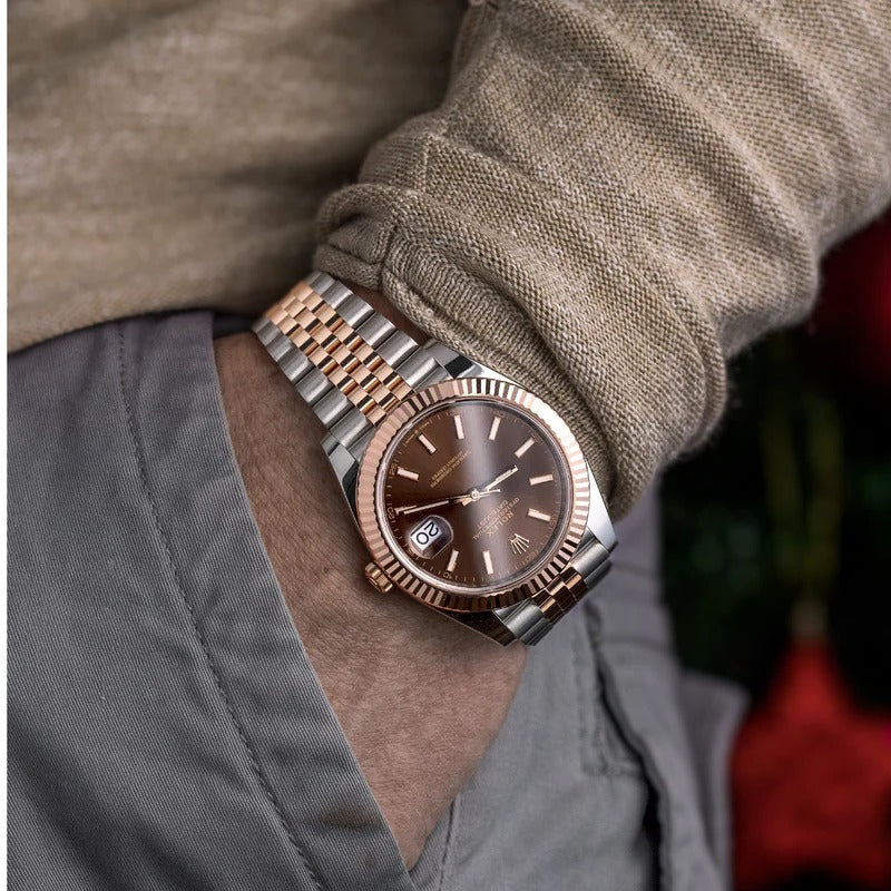 ⌚ Rolex Oyster Perpetual Datejust 41 – Chocolate Dial | Everose Rolesor (Replica)
