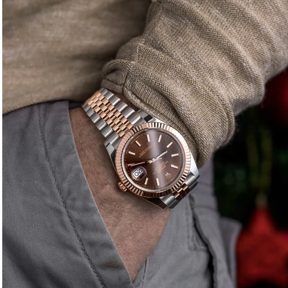 ⌚ Rolex Oyster Perpetual Datejust 41 – Chocolate Dial | Everose Rolesor (Replica)