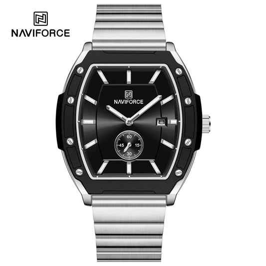🕒 Naviforce NF8068 Men’s Chronograph Watch – Luxury Barrel Design | Stainless Steel | Waterproof | SEIKO Quartz