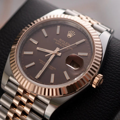 ⌚ Rolex Oyster Perpetual Datejust 41 – Chocolate Dial | Everose Rolesor (Replica)
