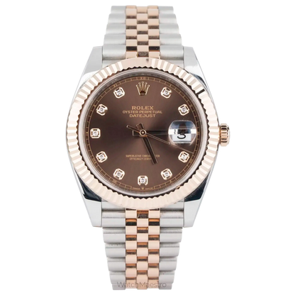 ⌚ Rolex Oyster Perpetual Datejust 41 – Chocolate Dial | Everose Rolesor (Replica)